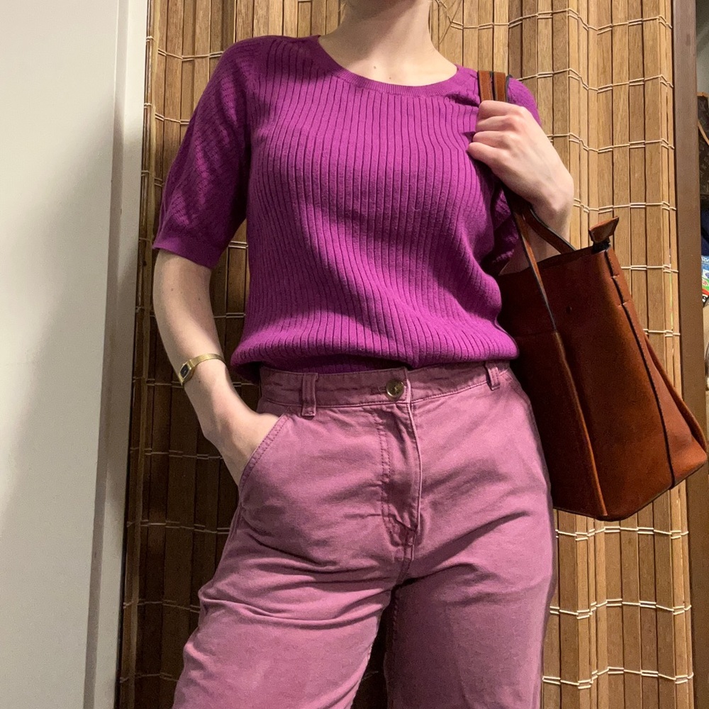 Magenta puff sleeve top